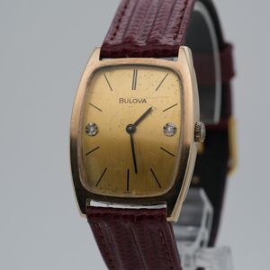 Vintage Bulova 8EA Mechanical 10K RGP Tonneau Diamond Dial Swiss